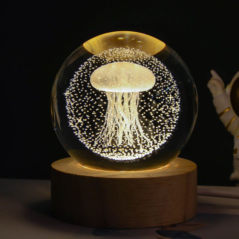 Luminous Starry Sky and Planets Moon Moon Crystal Ball Small Night Lamp Projection Ambience Light Creative Gift New Strange Gift