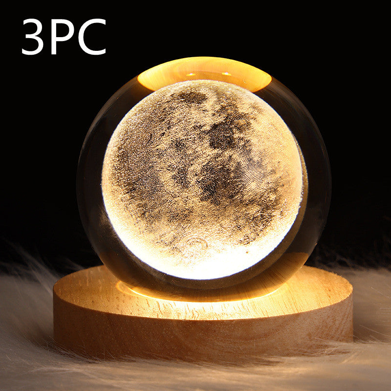 Luminous Starry Sky and Planets Moon Moon Crystal Ball Small Night Lamp Projection Ambience Light Creative Gift New Strange Gift