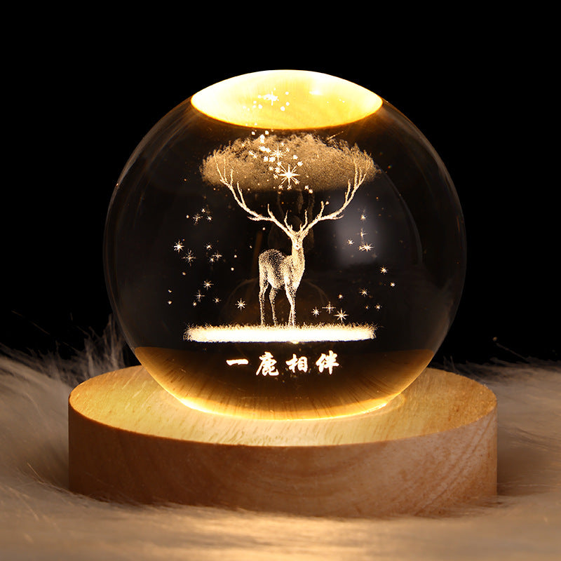 Luminous Starry Sky and Planets Moon Moon Crystal Ball Small Night Lamp Projection Ambience Light Creative Gift New Strange Gift