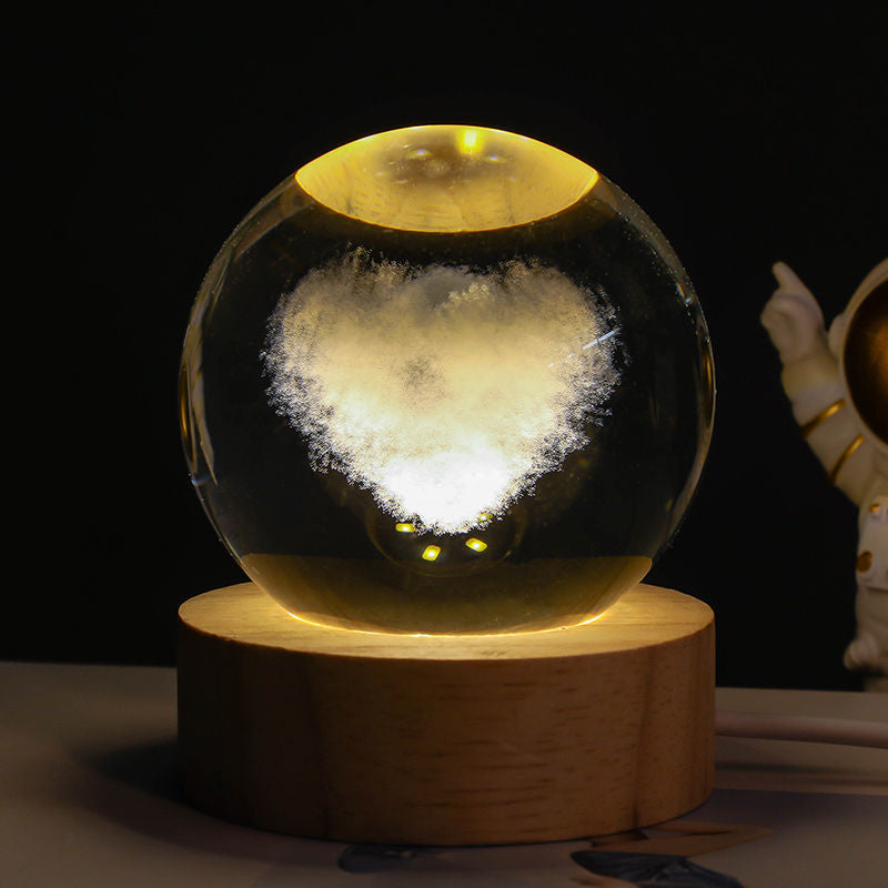 Luminous Starry Sky and Planets Moon Moon Crystal Ball Small Night Lamp Projection Ambience Light Creative Gift New Strange Gift