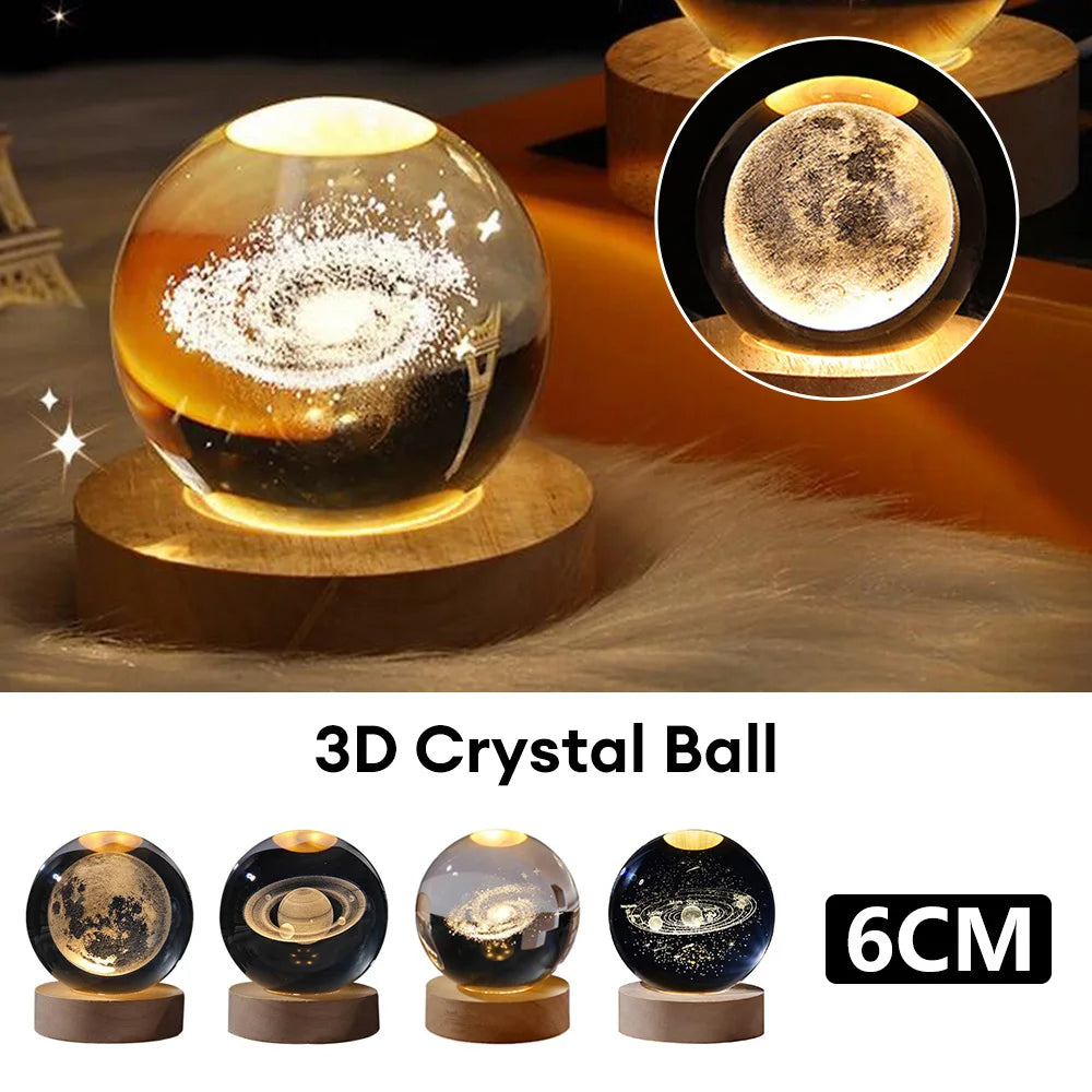 Luminous Starry Sky and Planets Moon Moon Crystal Ball Small Night Lamp Projection Ambience Light Creative Gift New Strange Gift