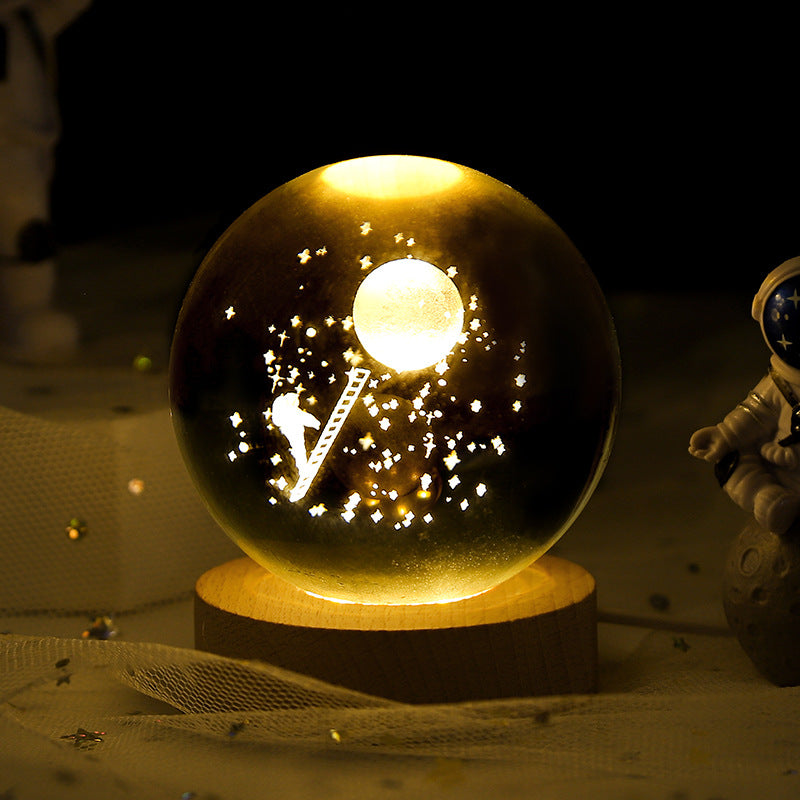 Luminous Starry Sky and Planets Moon Moon Crystal Ball Small Night Lamp Projection Ambience Light Creative Gift New Strange Gift